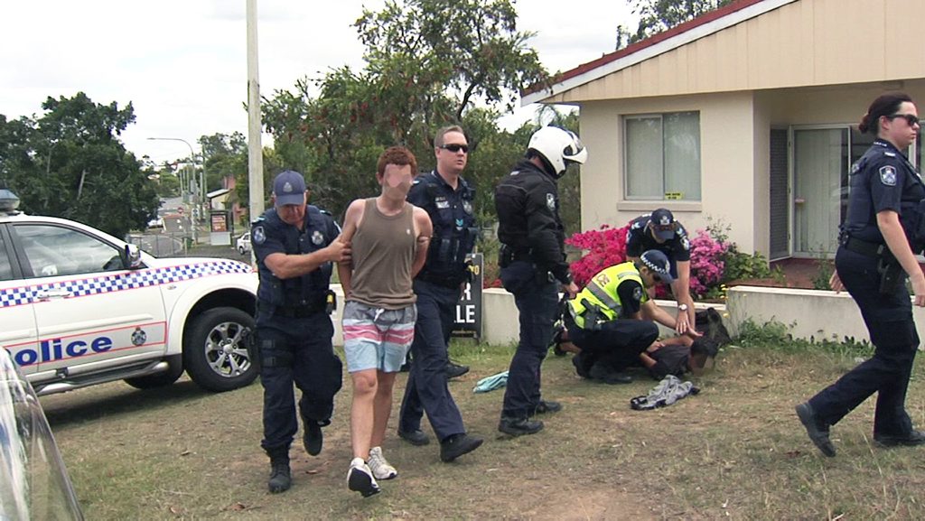 Police detain some youths in North Ipswich after chase through Ipswich on Tuesday. (Photo for use in QT only) Police detain some youths in North Ipswich after chase through Ipswich on Tuesday. (Photo for use in QT only)